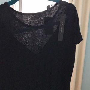 Tahari  NWT small black tee with sheer panel